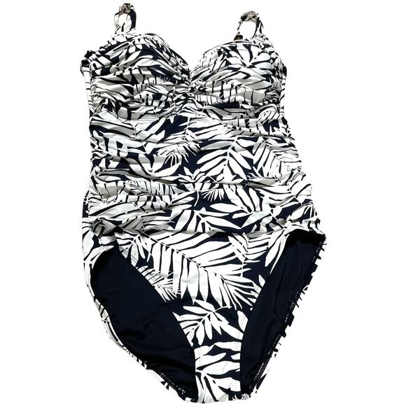 Bleu Rod Beattie NWT Urban Oasis Shirred Bandeau One Piece Swimsuit Size 14 - Picture 2 of 11